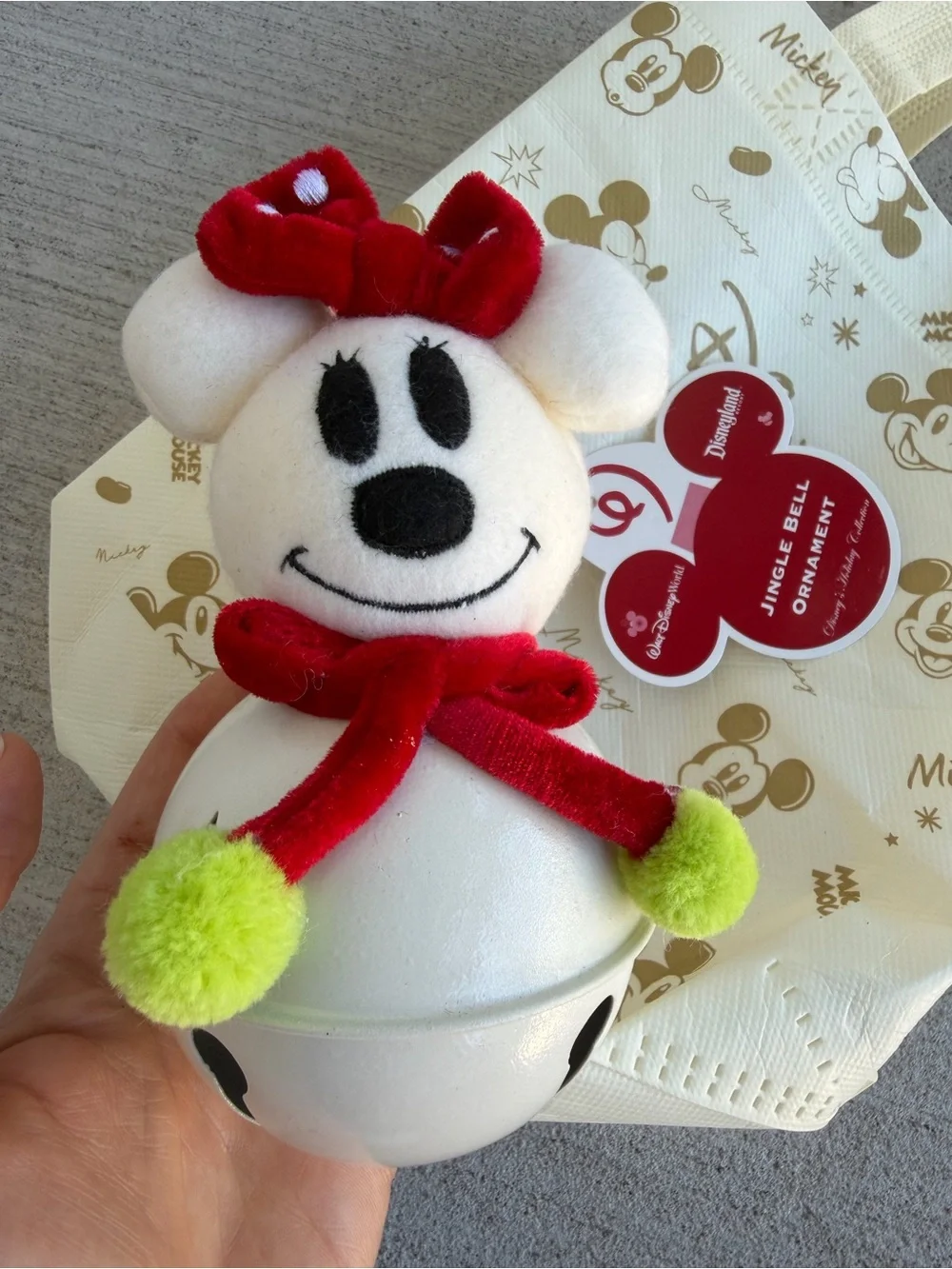 Disney Parks Minnie Mouse Jingle Bell Ornament Christmas Holiday Collection New
